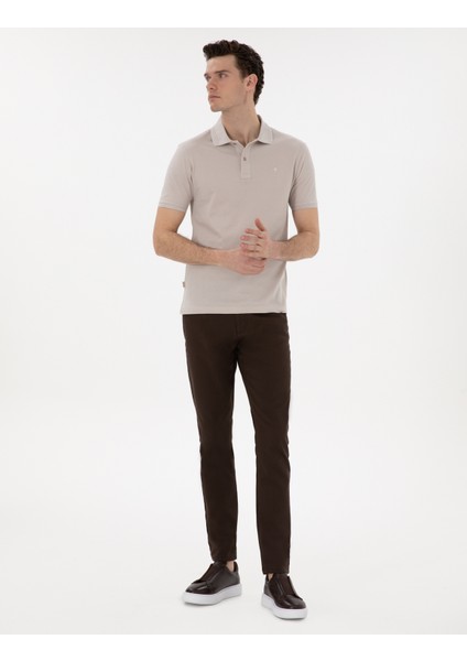 Erkek Taş Slim Fit Kıvrılmaz Polo Yaka Basic Tişört 50302561-VR049