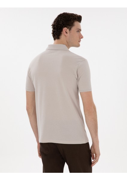Erkek Taş Slim Fit Kıvrılmaz Polo Yaka Basic Tişört 50302561-VR049