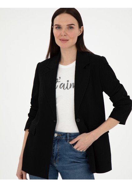 Kadın Siyah Regular Fit Ceket 50299891-VR046