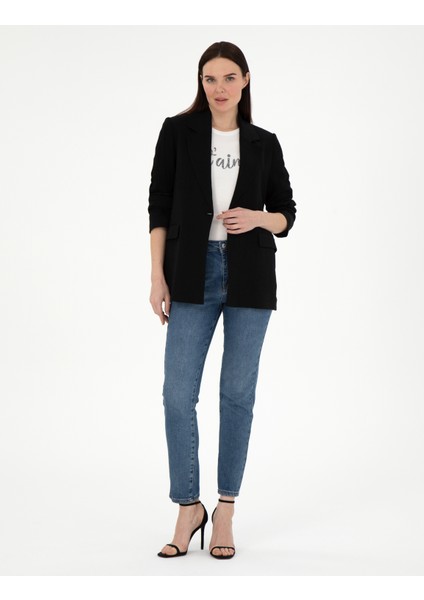 Kadın Siyah Regular Fit Ceket 50299891-VR046