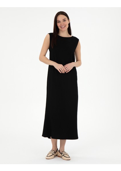 Kadın Siyah Regular Fit Dokuma Elbise 50301066-VR046