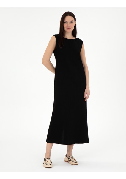 Kadın Siyah Regular Fit Dokuma Elbise 50301066-VR046