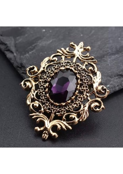 Mor Taşlı Vintage Broş modelleri
