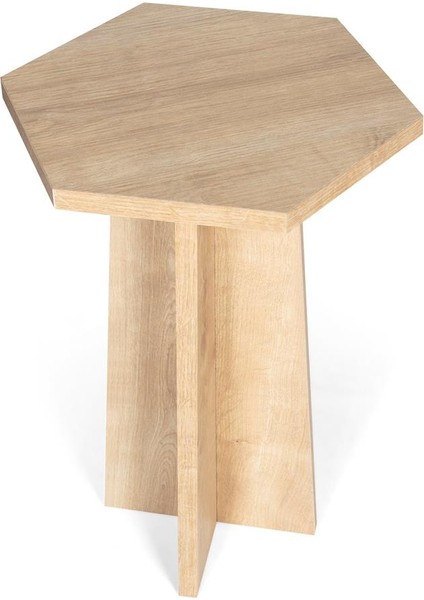 Hexa Altıgen 3lü Zigon Sehpa, Mantar Sehpa, Şık, Modern (Safir Meşe)