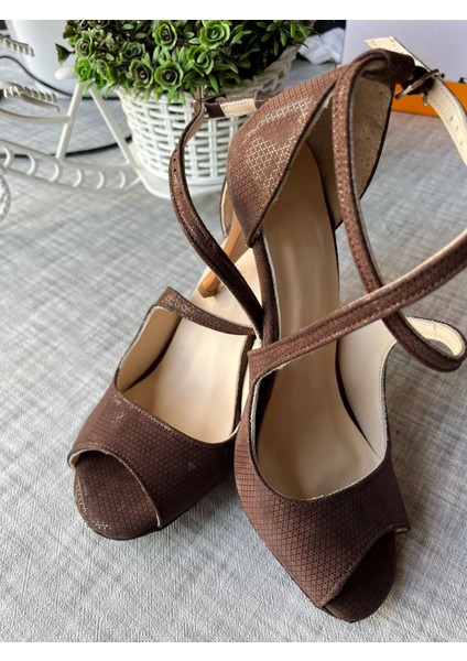 Tango Ayakkabısı Kadın 8,5 cm (13 Pont) Yandan Çift Bağlı Deri Özel Üretim