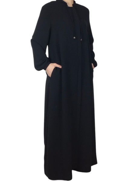 Kadın Kolağzı Lastikli Önü Fermuarlı Patlı Cepli Büyük Beden Ferace fiyatları