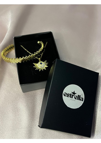 Gold Renk Kolye Bileklik Set