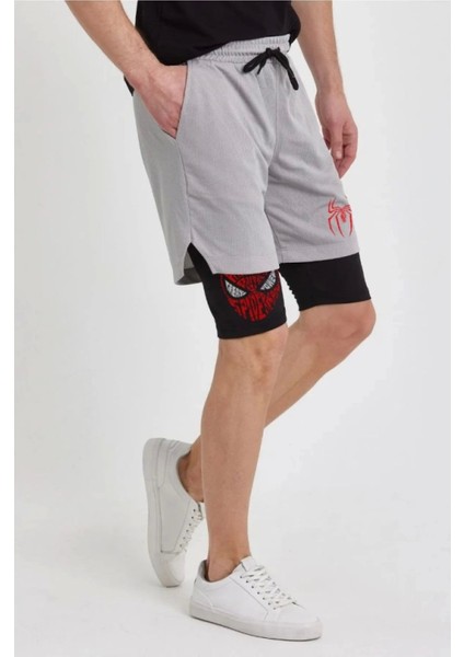 Unisex Baskılı Iç Cepli Sporcu Alt Taytlı Şort