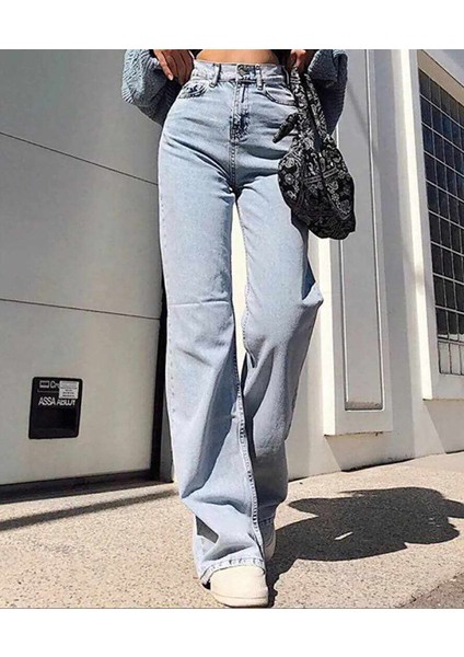 Kadın Soluk Efekt Vintage Yüksek Bel Wide Leg Jeans Kadın Bol Paça Kot Pantolon fiyatları