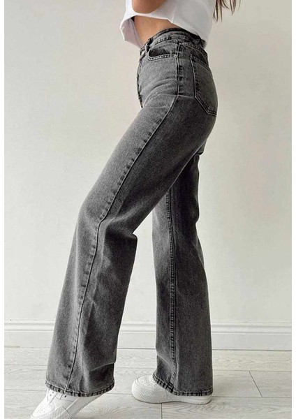 Kadın Soluk Efekt Vintage Yüksek Bel Wide Leg Jeans Kadın Bol Paça Kot Pantolon fiyatları