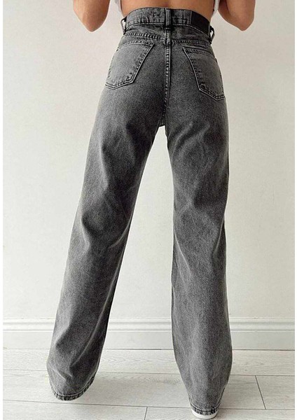 Kadın Soluk Efekt Vintage Yüksek Bel Wide Leg Jeans Kadın Bol Paça Kot Pantolon modelleri