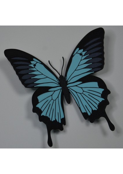 Kelebek Desenli Buzdolabı Magneti Light Blue - Siyah