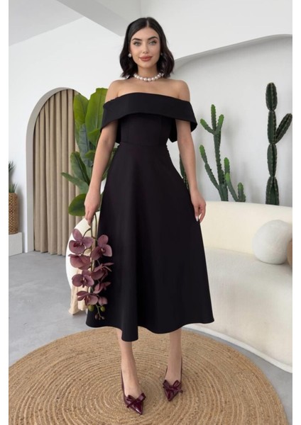 Madonna Yaka Kloş Kesim Pamuk Kumaş Abiye & Mezuniyet & Balo Elbisesi 167 fiyatları