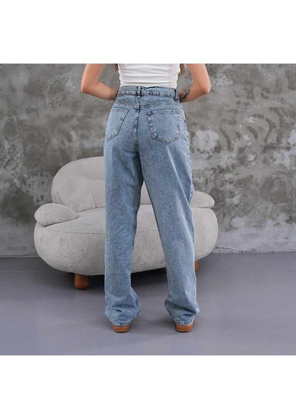 Pofidi Vintage Mavi Baggy Jean Kot Pantolon fiyatları