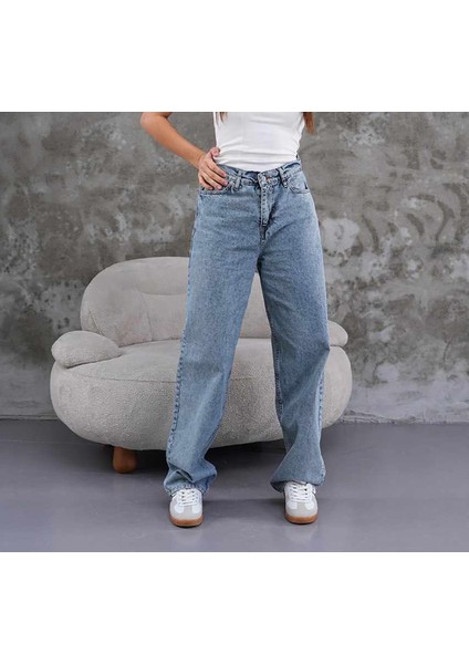 Pofidi Vintage Mavi Baggy Jean Kot Pantolon modelleri