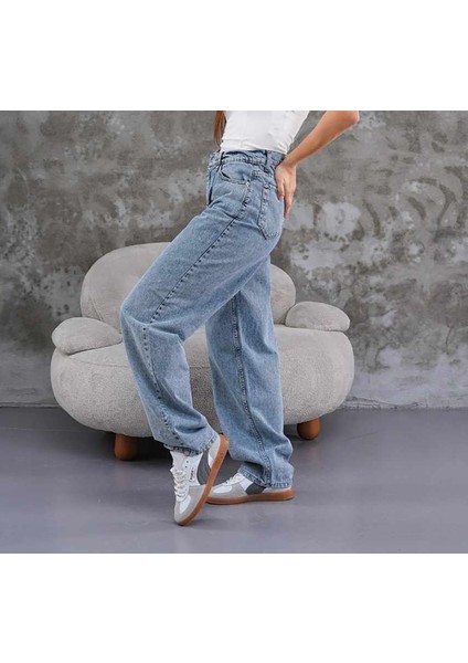 Pofidi Vintage Mavi Baggy Jean Kot Pantolon fırsatları