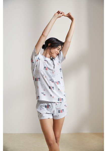 Kadın Pamuklu Şortlu Pijama Takımı fiyatları