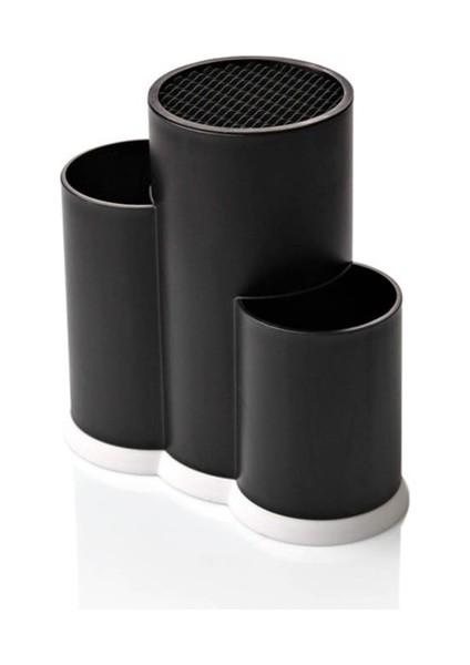 3 Bölmeli Kaşıklık - Şef Bıçaklık Standı Siyah