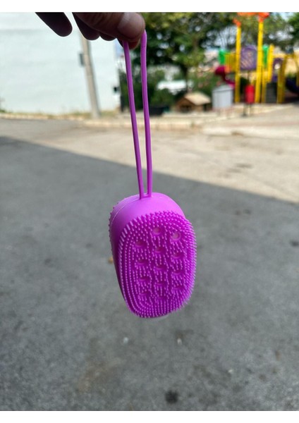 Banyo Hamam Lifi Silikon Sünger Hazneli Vücut Kesesi Masajlı Yumuşak Banyo Kesesi Çok Renkli 1 Adet