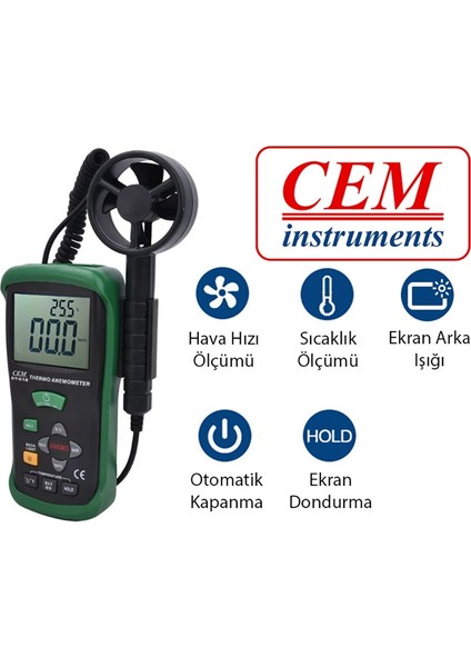 Cem Dt 618 Rüzgar Hızı ve Sıcaklık Ölçer Anemometre