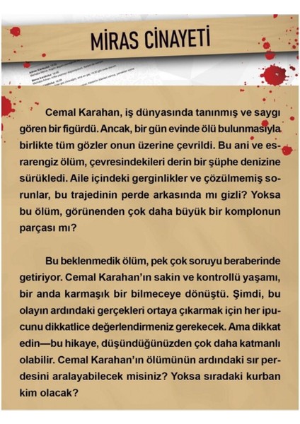 Dedektif Oyunu "otelde Cinayet" Cinayet Çözme Oyun Tatilde Arkadaşlarla Kutu Oyunu Yılbaşı Oyunları fiyatları