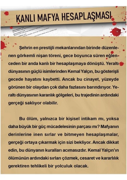 Dedektif Oyunu "kanlı Mafya H" Cinayet Çözme Oyun Tatilde Arkadaşlarla Kutu Oyunu Yılbaşı Oyunlar