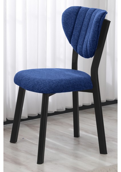 Elma Modeli Masa Sandalye Takımı, 4 Sandalye 1 Sabit Siyah Mermer Desen Masa 110 x 70 cm , Keten Kumaş