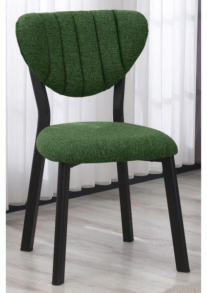 Elma Modeli Masa Sandalye Takımı, 4 Sandalye 1 Sabit Ceviz Masa 110 x 70 cm , Keten Kumaş