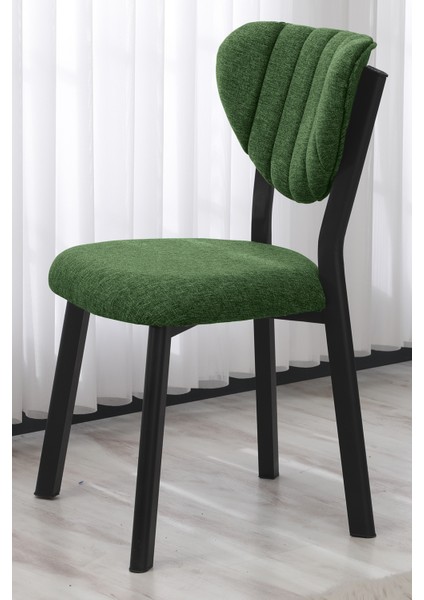 Elma Modeli Masa Sandalye Takımı, 4 Sandalye 1 Sabit Ceviz Masa 110 x 70 cm , Keten Kumaş
