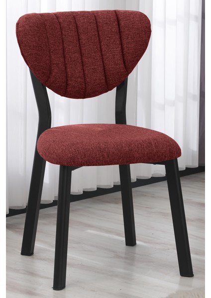 Elma Modeli Masa Sandalye Takımı, 4 Sandalye 1 Sabit Ceviz Masa 110 x 70 cm , Keten Kumaş