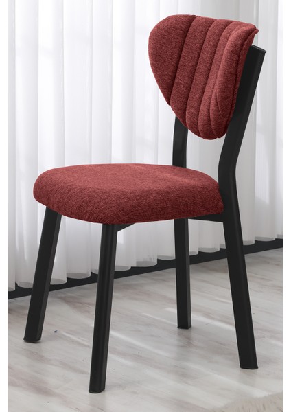 Elma Modeli Masa Sandalye Takımı, 4 Sandalye 1 Sabit Ceviz Masa 110 x 70 cm , Keten Kumaş