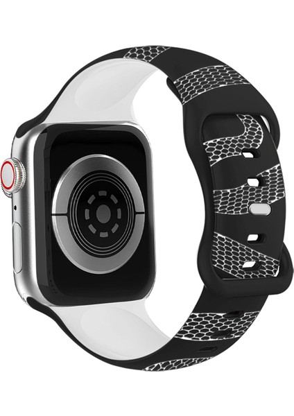 Apple Watch 6-7-8-9-10-Se-Ultra Uyumlu 44-45-46-49MM Uyumlu Yılan Desenli Kaliteli Silikon Kordon fiyatları