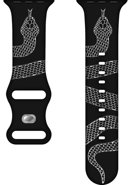 Apple Watch 6-7-8-9-10-Se-Ultra Uyumlu 44-45-46-49MM Uyumlu Yılan Desenli Kaliteli Silikon Kordon modelleri