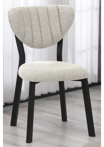 Elma Modeli Masa Sandalye Takımı, 4 Sandalye 1 Sabit Ceviz Masa 110 x 70 cm , Keten Kumaş modelleri