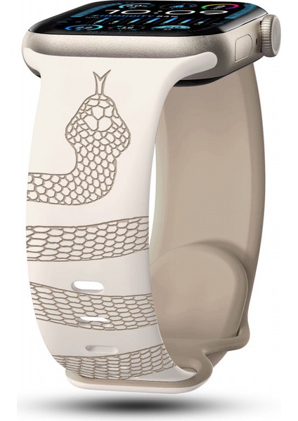 Apple Watch 6-7-8-9-10-Se-Ultra Uyumlu 44-45-46-49MM Uyumlu Yılan Desenli Kaliteli Silikon Kordon