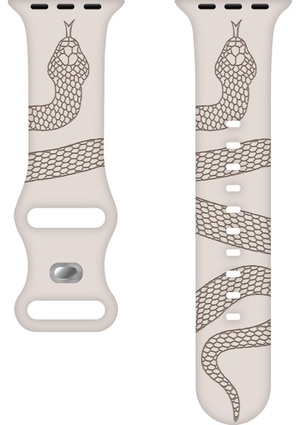 Apple Watch 6-7-8-9-10-Se-Ultra Uyumlu 44-45-46-49MM Uyumlu Yılan Desenli Kaliteli Silikon Kordon modelleri
