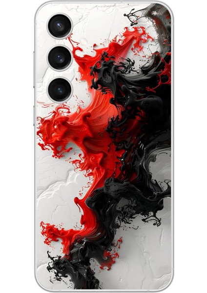 Samsung Galaxy S23 Uyumlu Şeffaf Kılıf Renkli Boya Tasarımlı