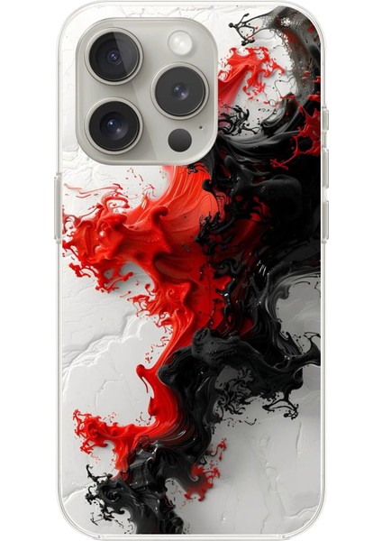 iPhone 15 Pro Max Uyumlu Şeffaf Kılıf Renkli Boya Tasarımlı