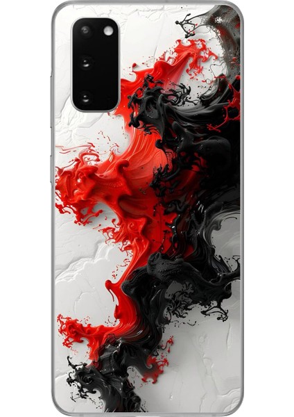 Samsung Galaxy S20 Uyumlu Şeffaf Kılıf Renkli Boya Tasarımlı