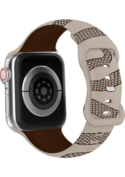 Apple Watch 6-7-8-9-10-Se-Ultra Uyumlu 44-45-46-49MM Uyumlu Yılan Desenli Kaliteli Silikon Kordon fiyatları