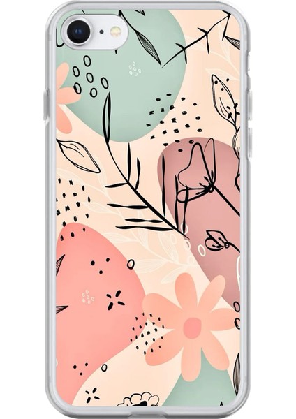 iPhone 8 Uyumlu Şeffaf Kılıf Çiçek Tasarımlı
