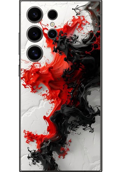 Samsung Galaxy S24 Ultra Uyumlu Şeffaf Kılıf Renkli Boya Tasarımlı