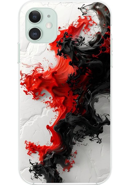 iPhone 11 Uyumlu Şeffaf Kılıf Renkli Boya Tasarımlı