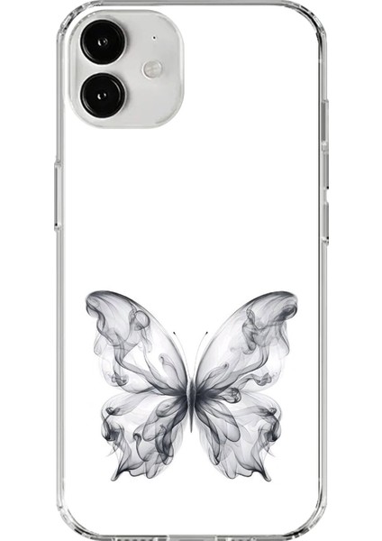 iPhone 12 Mini Uyumlu Şeffaf Kılıf Dumanlı Kelebek Tasarımlı