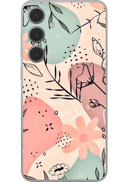 Samsung Galaxy S24 Uyumlu Şeffaf Kılıf Çiçek Tasarımlı
