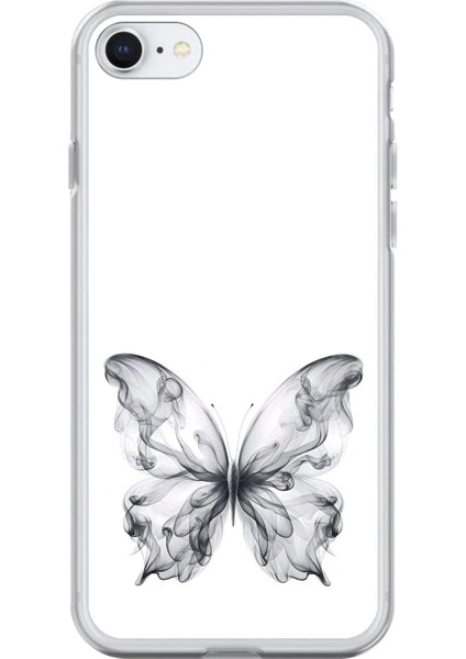 iPhone 6s Uyumlu Şeffaf Kılıf Dumanlı Kelebek Tasarımlı