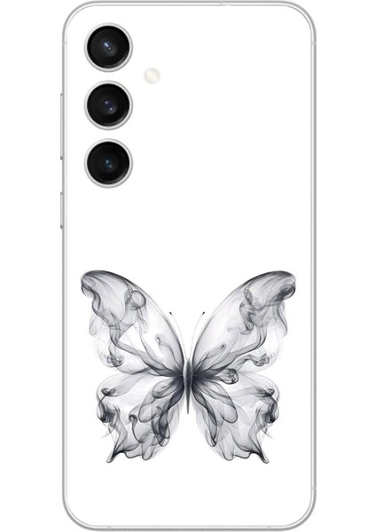 Samsung Galaxy S23 Uyumlu Şeffaf Kılıf Dumanlı Kelebek Tasarımlı