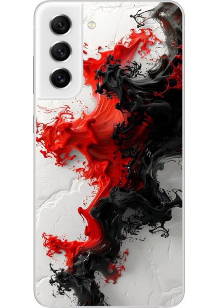 Samsung Galaxy S21 Fe Uyumlu Şeffaf Kılıf Renkli Boya Tasarımlı