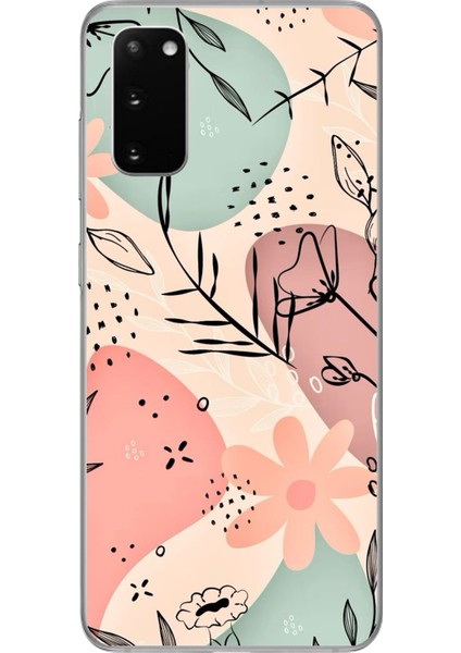 Samsung Galaxy S20 Uyumlu Şeffaf Kılıf Çiçek Tasarımlı