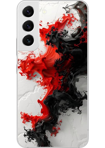 Samsung Galaxy S22 Uyumlu Şeffaf Kılıf Renkli Boya Tasarımlı